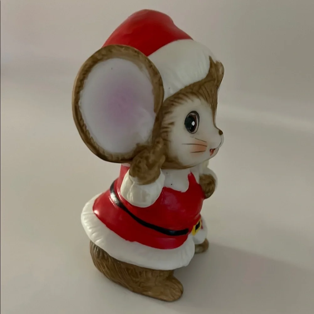 Homco, Porcelain Christmas Santa Claus Mouse Figurine Holding Bag of Toys #5405